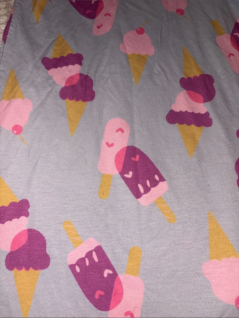Kids Gray Ice Cream Print Sleeveless Pajama sz 11